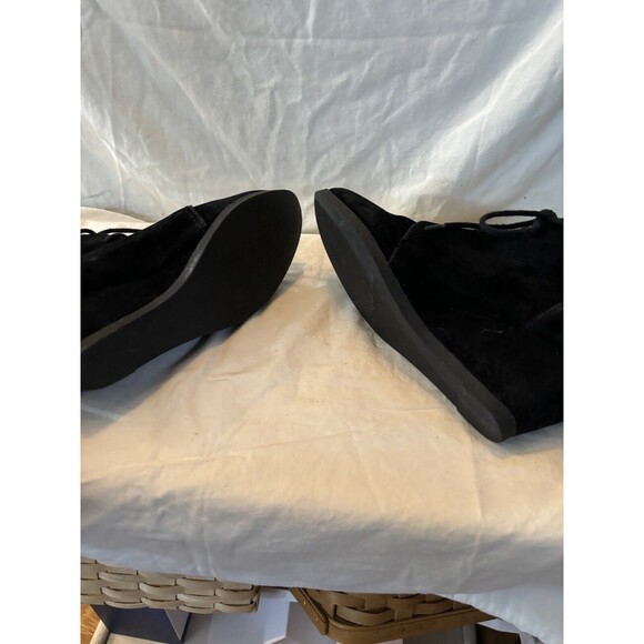 Madden Girl Black Wedge Booties Size 9.5 Tie Up Black Suede - Picture 6 of 6